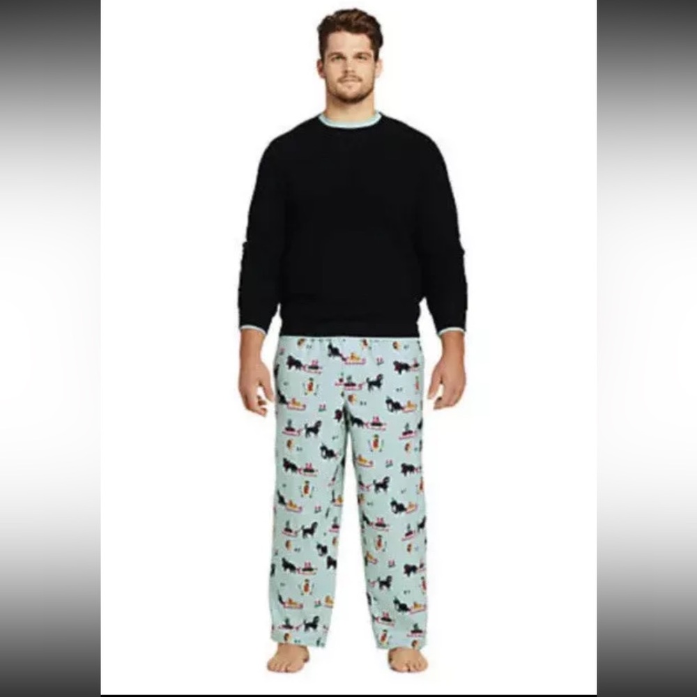 Men’s Big/Tall size 3X (50-52) Lands End Christmas pajama pants. Dogs cats snow.